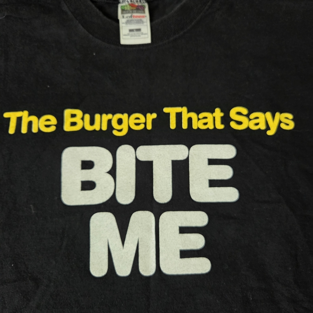 Vtg 2000 Mean Genes Burgers WWF WCW Bite Me‎ T-Shirt size Large - Picture 6 of 8
